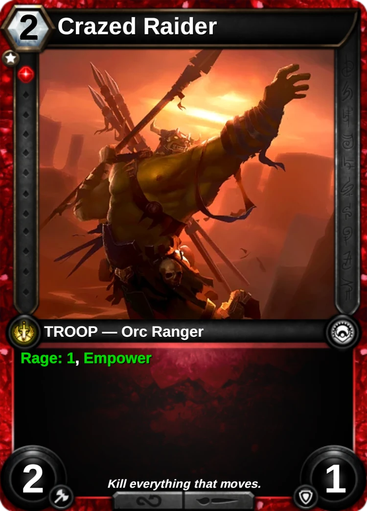 Crazed Raider: the card