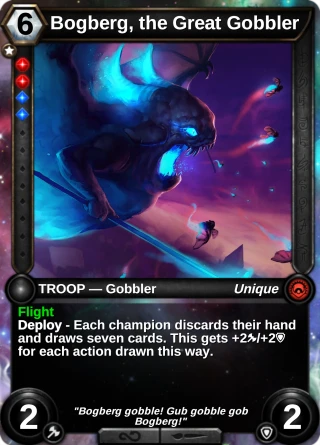 Bogberg, the Great Gobbler: the card this item changes