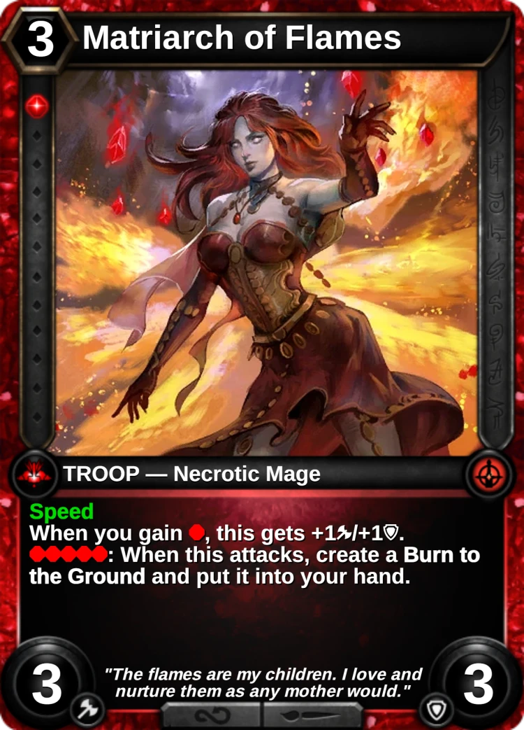 Matriarch of Flames: the card