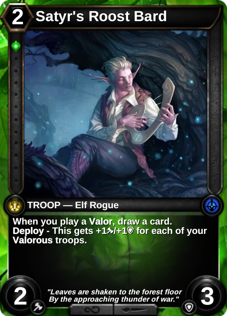 Satyr's Roost Bard: the card