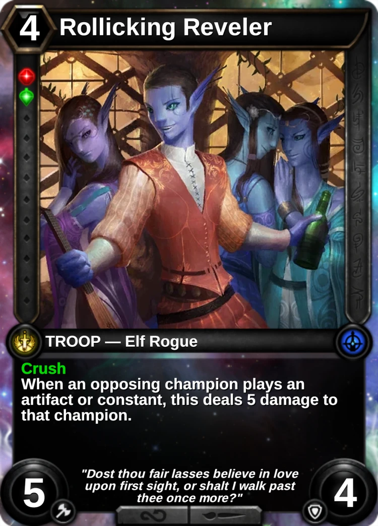 Rollicking Reveler: the card