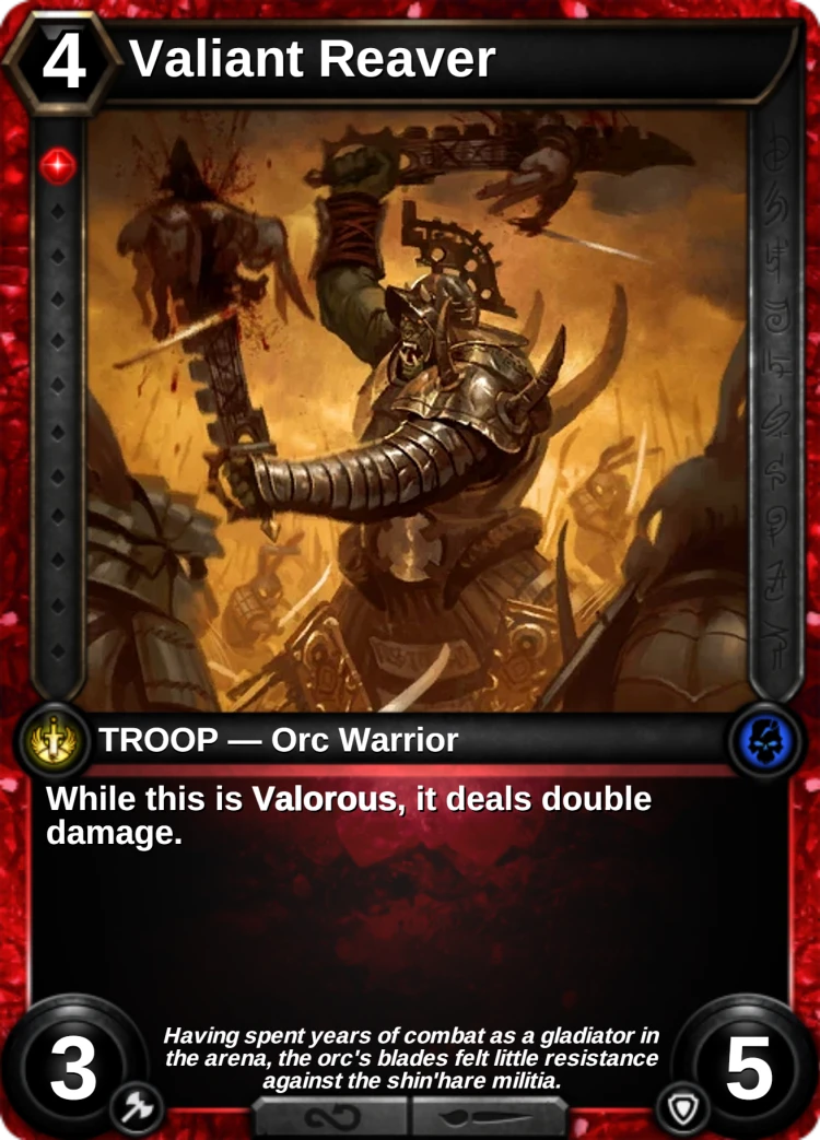 Valiant Reaver: the card