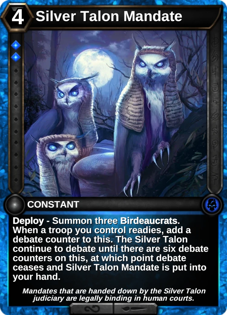Silver Talon Mandate: the card