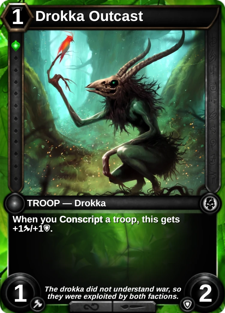 Drokka Outcast: the card