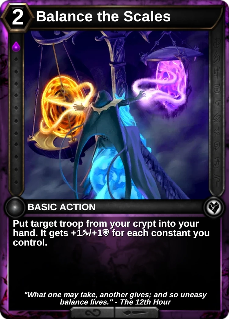 Balance the Scales: the card