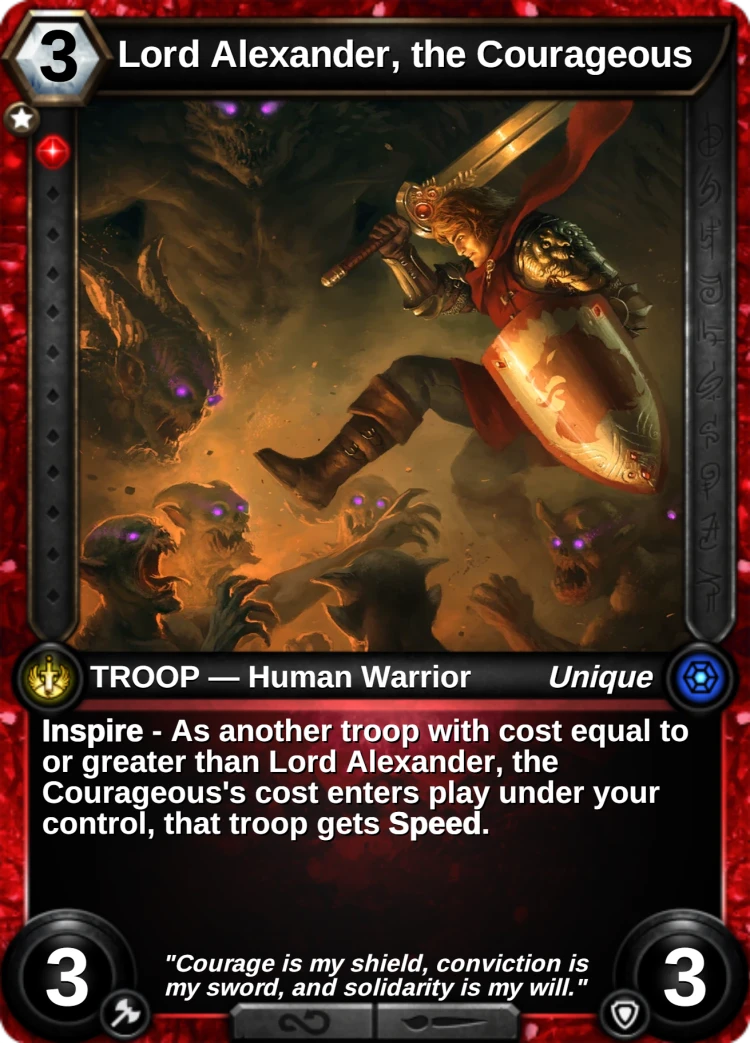 Lord Alexander, the Courageous: the card