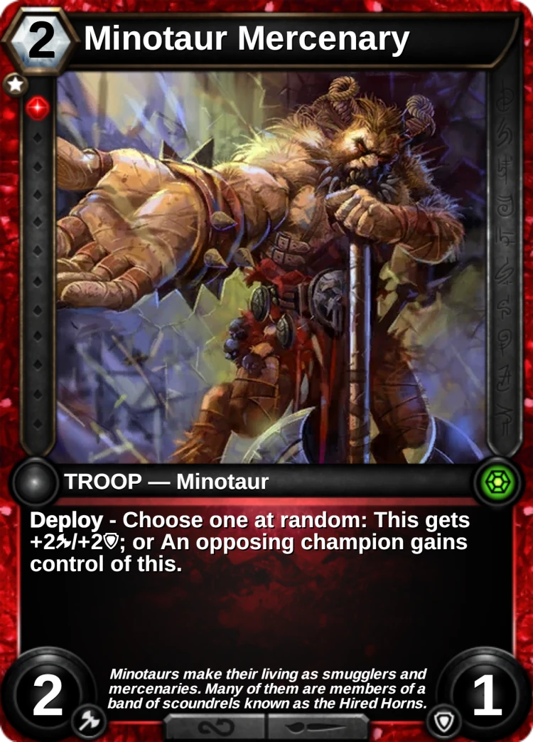 Minotaur Mercenary: the card