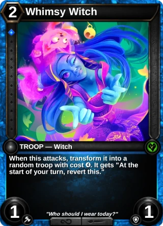 Whimsy Witch: the card this item changes
