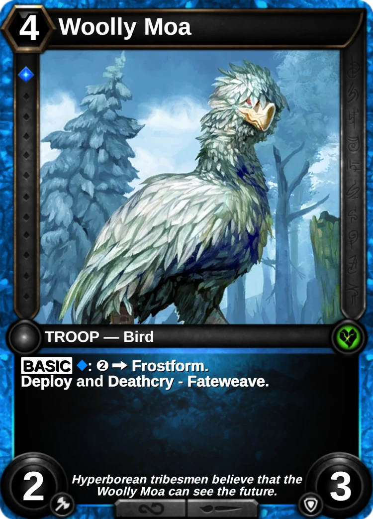 Woolly Moa: the card