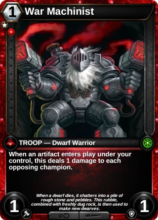 War Machinist: the card this item changes