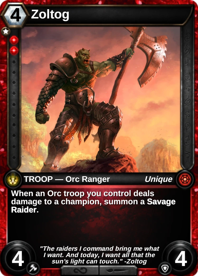 Zoltog: the card