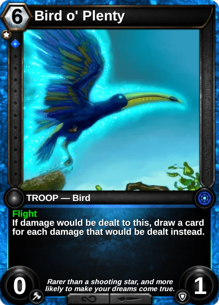 Bird o' Plenty: the card