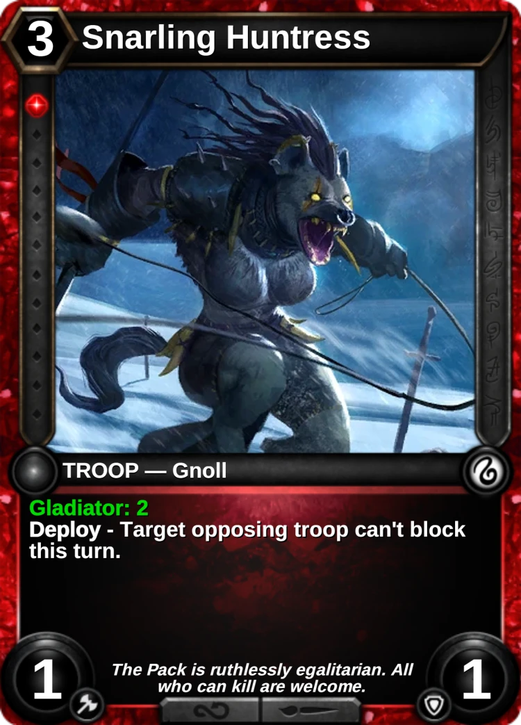 Snarling Huntress: the card