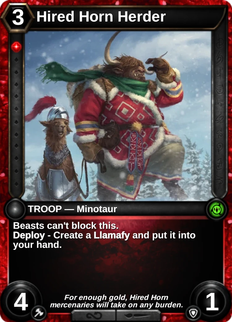 Hired Horn Herder: the card