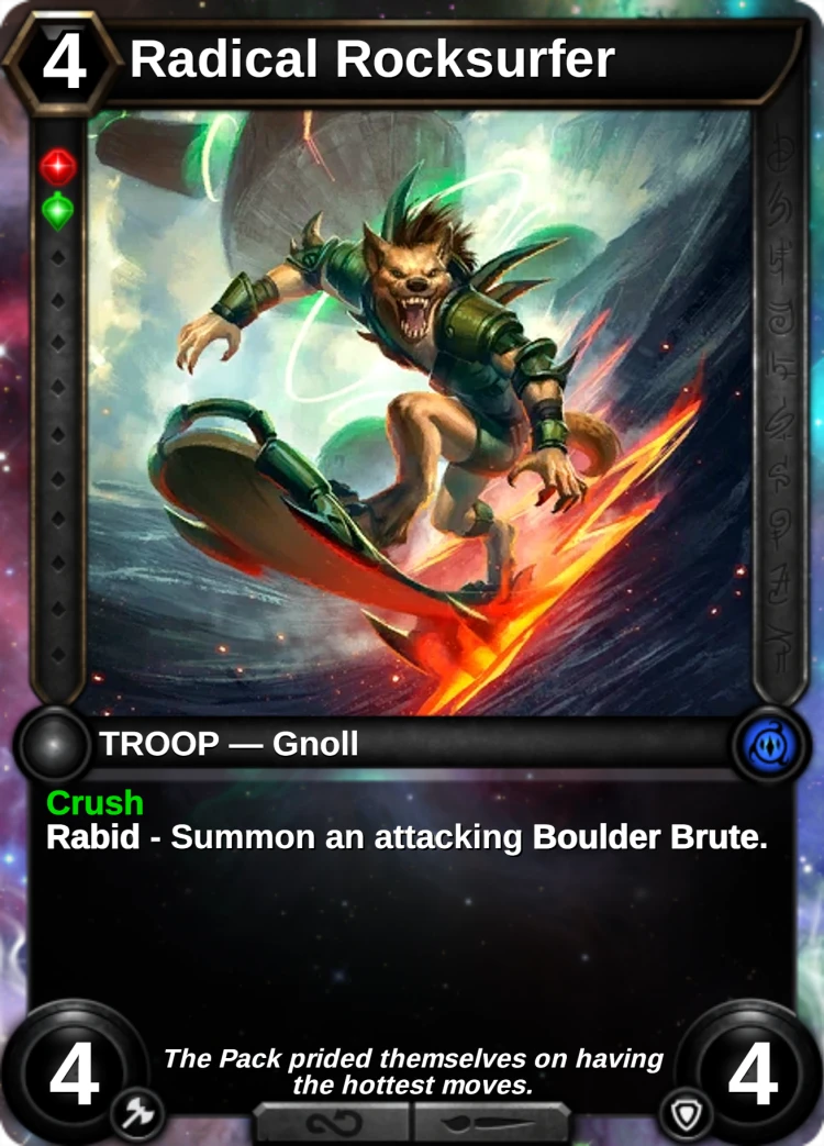 Radical Rocksurfer: the card