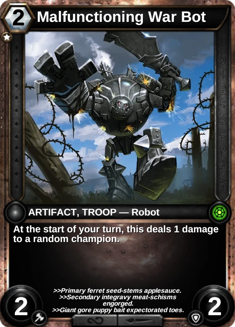Malfunctioning War Bot: the card
