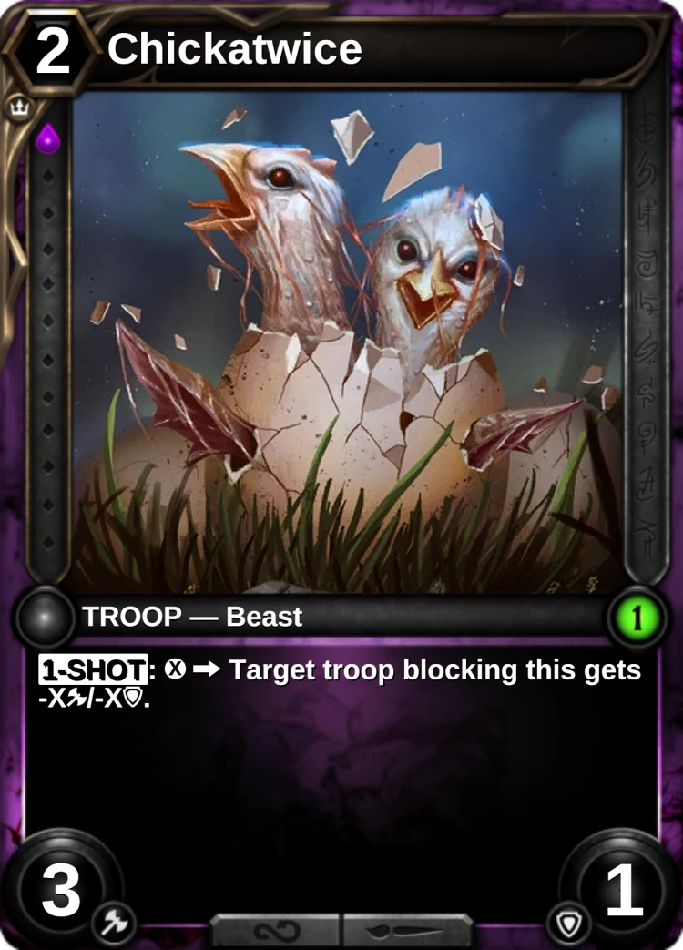 Chickatwice: the card