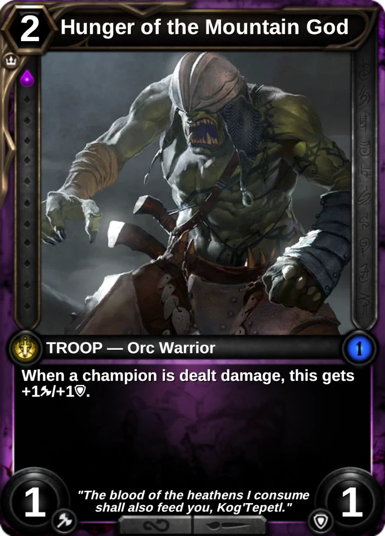 Hunger of the Mountain God: the card