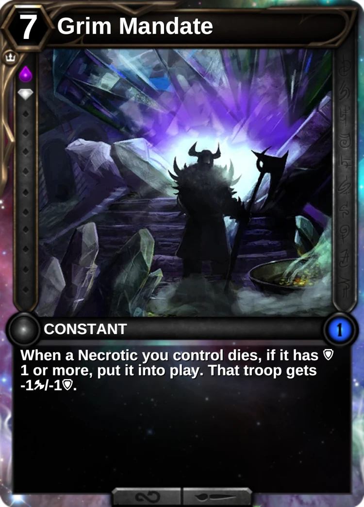Grim Mandate: the card