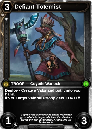 Defiant Totemist: the card this item changes