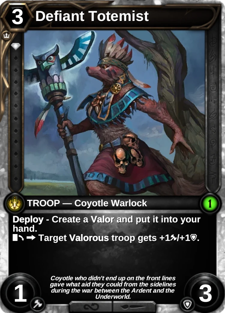 Defiant Totemist: the card