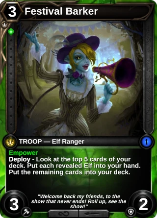 Festival Barker: the card this item changes