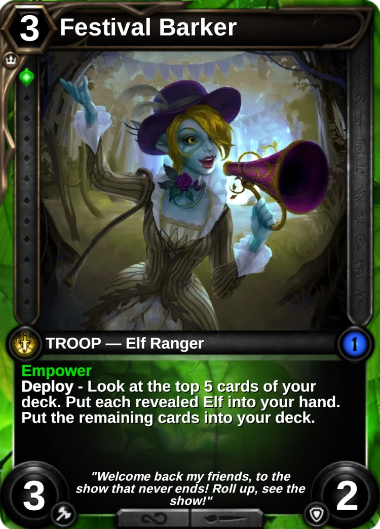Festival Barker: the card