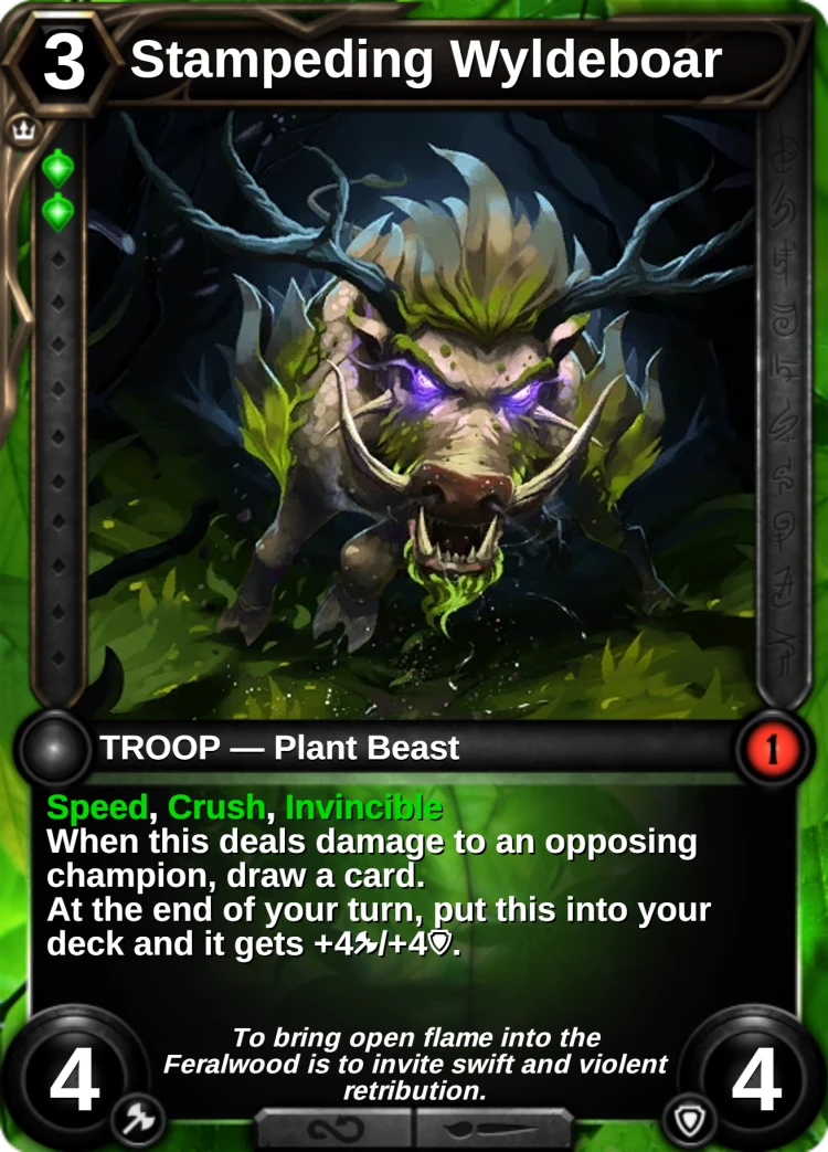 Stampeding Wyldeboar: the card