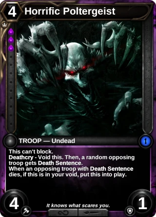 Horrific Poltergeist: the card this item changes