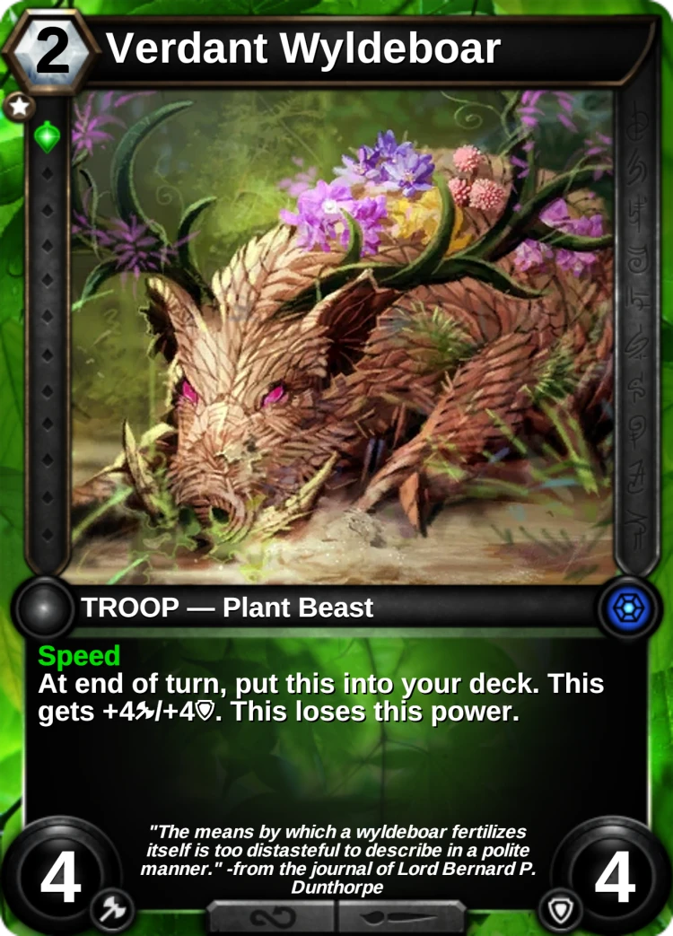 Verdant Wyldeboar: the card