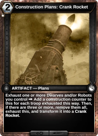 Construction Plans: Crank Rocket: the card this item changes