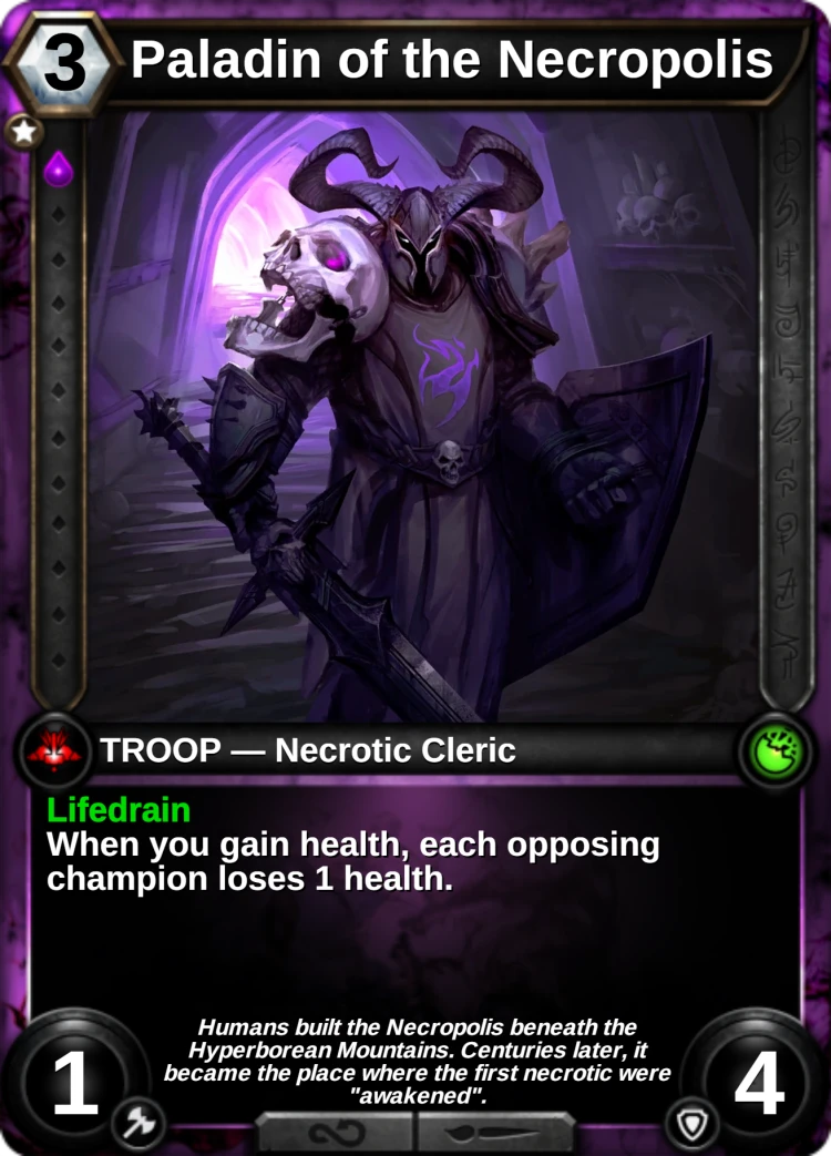 Paladin of the Necropolis: the card