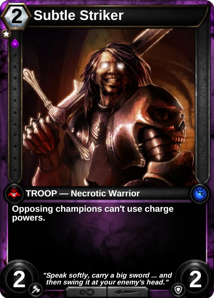 Subtle Striker: the card