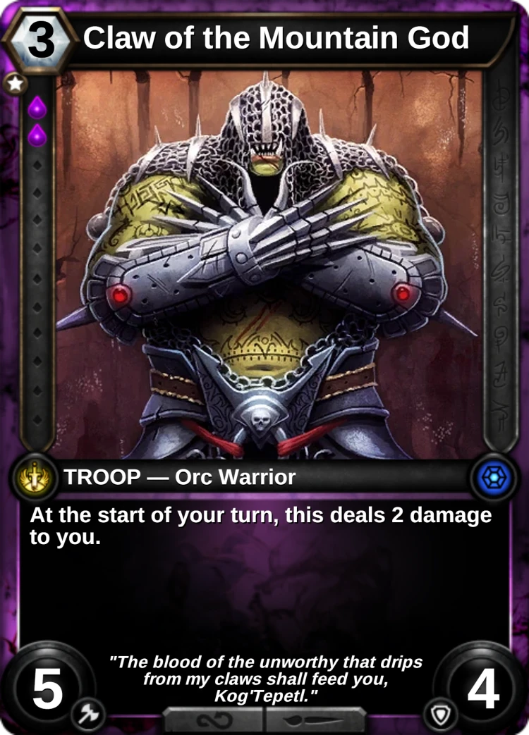 Claw of the Mountain God: the card