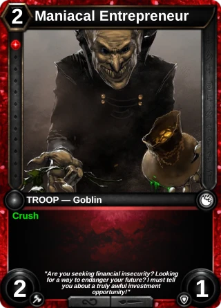 Maniacal Entrepreneur: the card this item changes