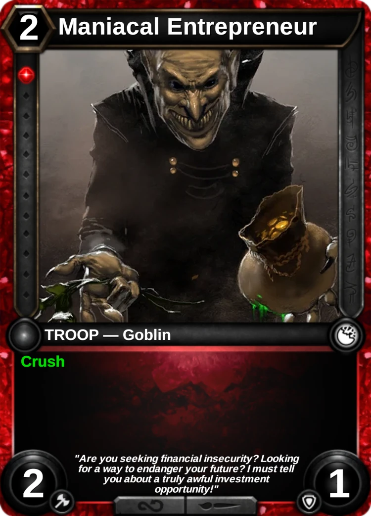 Maniacal Entrepreneur: the card