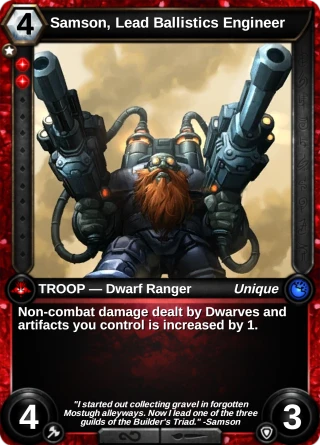 Samson, Lead Ballistics Engineer: the card this item changes