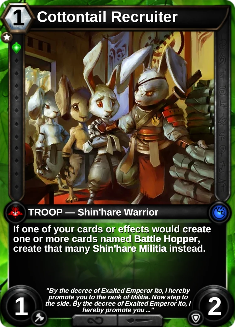 Cottontail Recruiter: the card