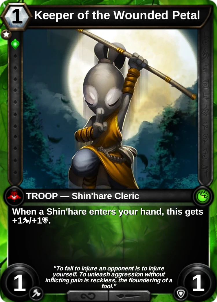 Keeper of the Wounded Petal: the card