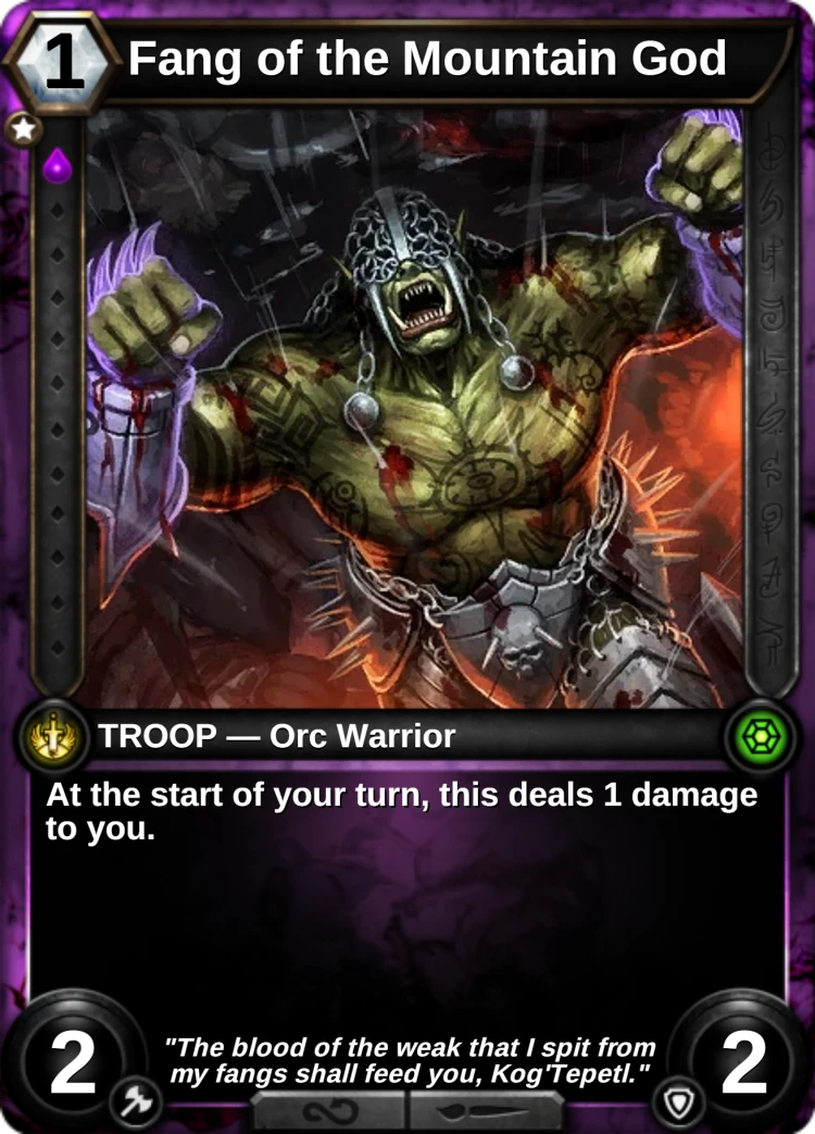 Fang of the Mountain God: the card