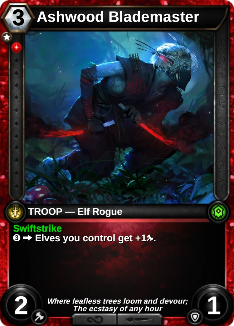 Ashwood Blademaster: the card