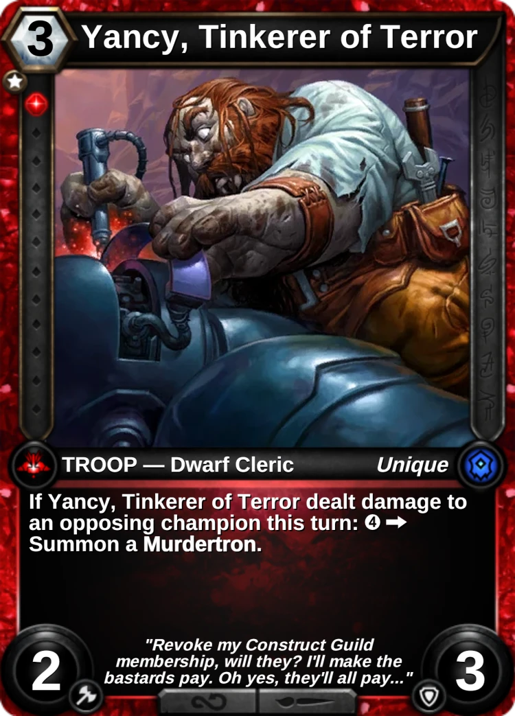 Yancy, Tinkerer of Terror: the card