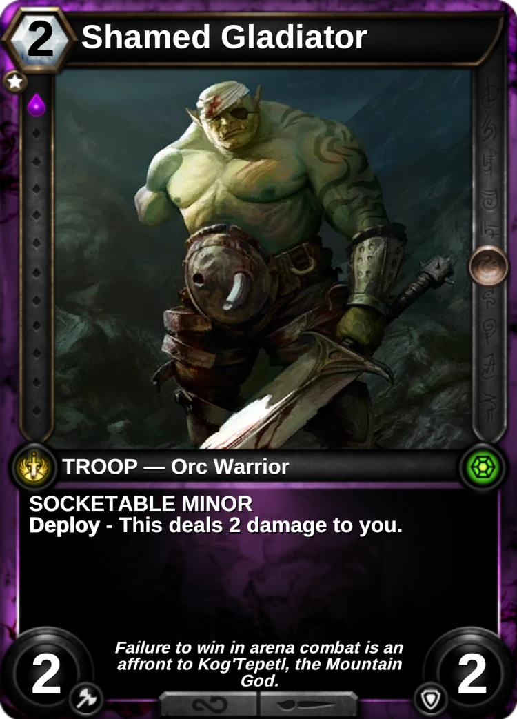 Shamed Gladiator: the card