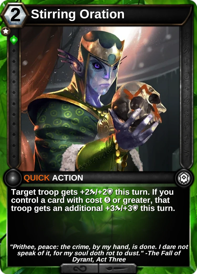 Stirring Oration: the card