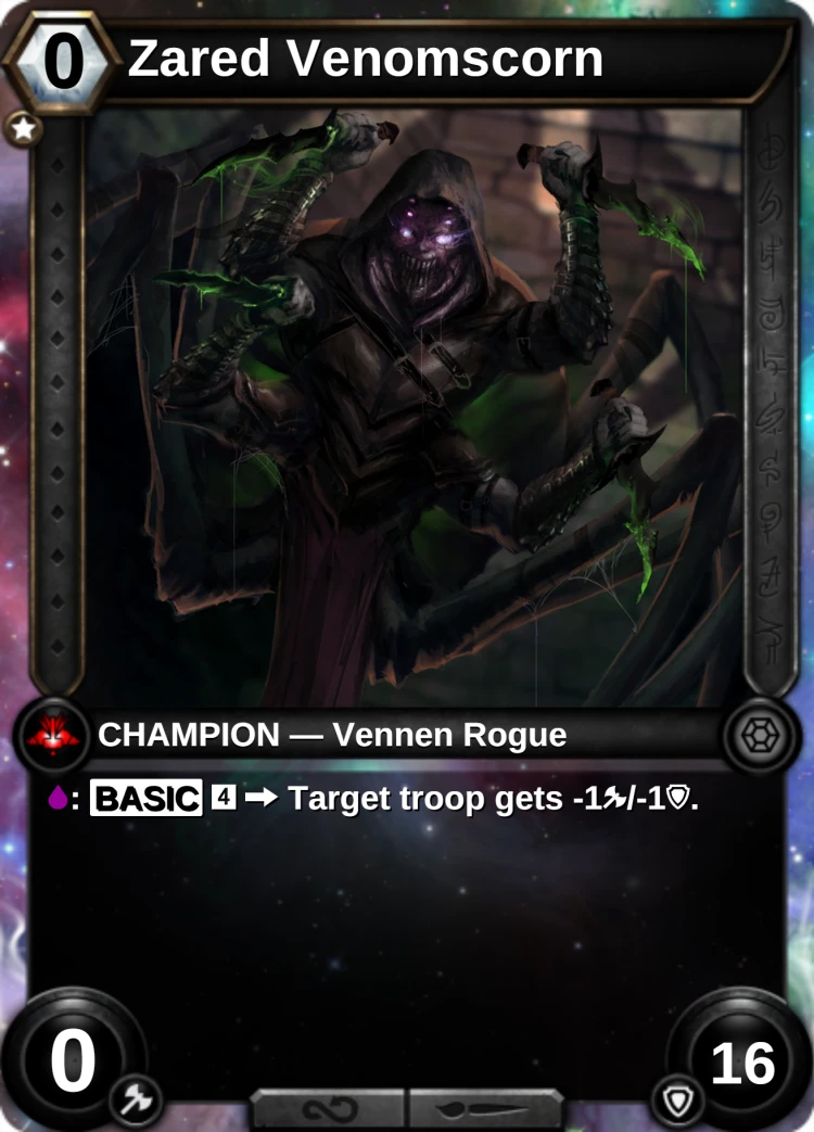 Zared Venomscorn: the champion