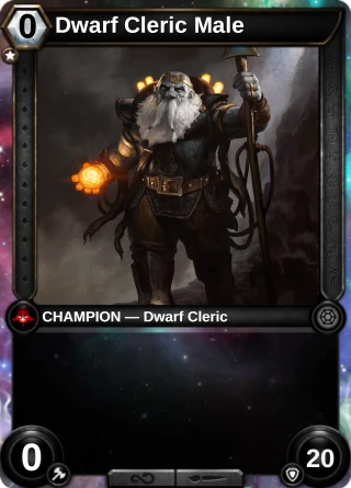 Dwarf Cleric Male: the hero as a champion card