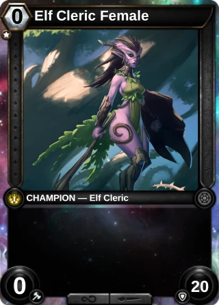 Elf Cleric Female: the hero as a champion card