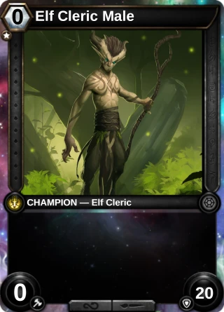 Elf Cleric Male: the hero as a champion card