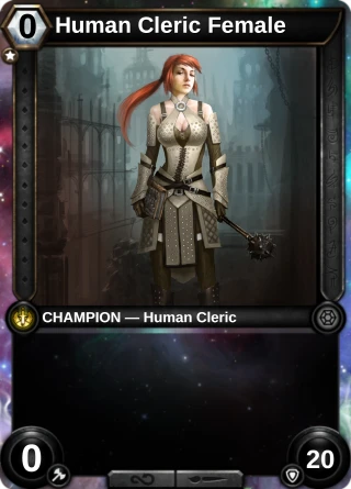 Human Cleric Female: the hero as a champion card