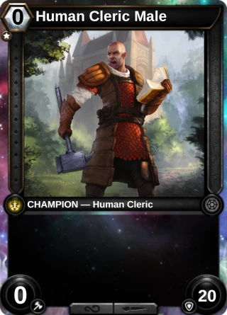 Human Cleric Male: the hero as a champion card